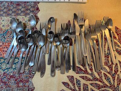 super deal Stainless Steel Cutlery Set Tableware Knives Forks Spoons Flatware