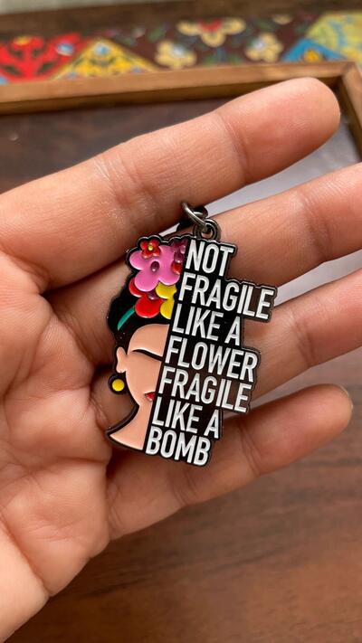 Feminist Keychain Boho Gifts Frida Kahlo metal enamel keychain Hippie Vibes