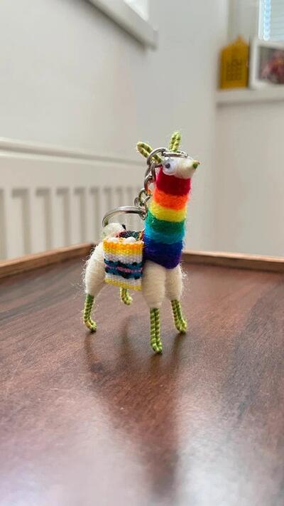 Peruvian Alpaca Llama Keychain Handmade Alpaca Wool | Memorabilia Collectible Vintage Boho